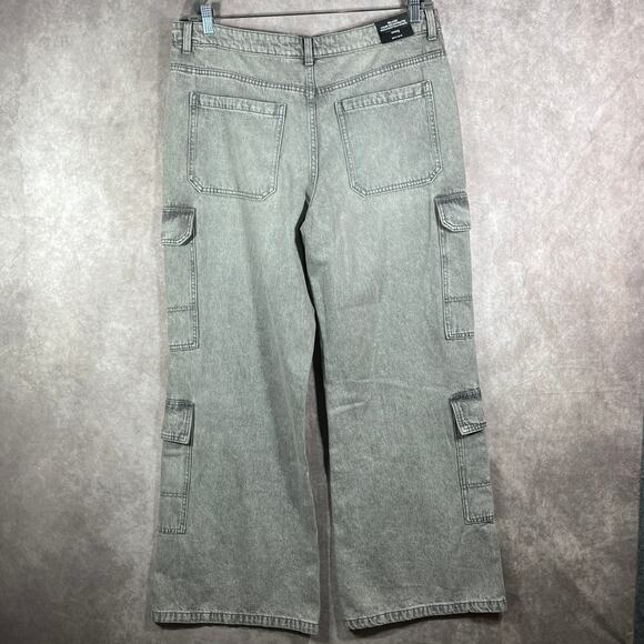 H&M Divided Jeans Womens 14 Gray Denim Cargo Pockets Bootcut High Rise NEW - Picture 6 of 15